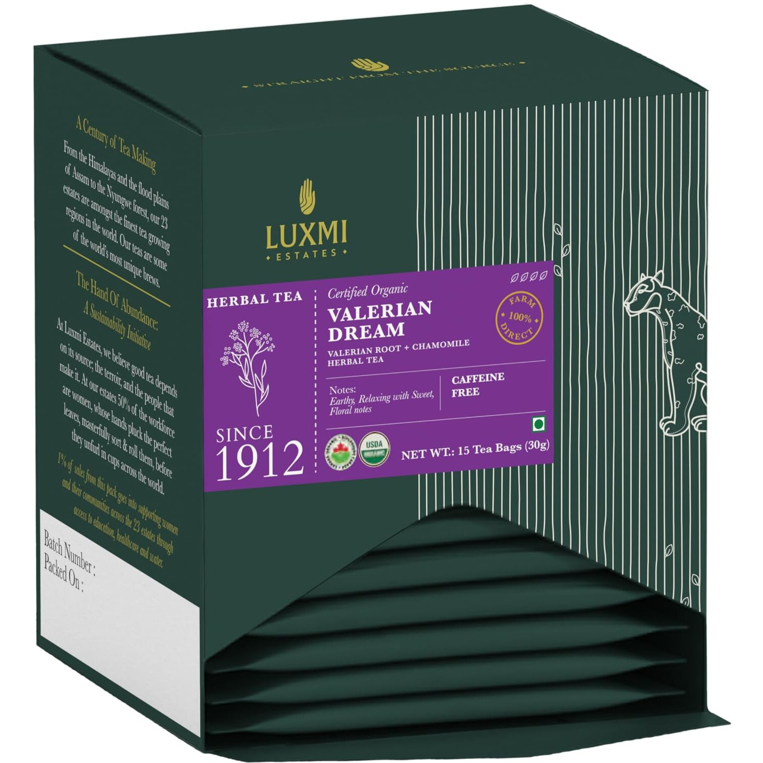 LUXMI Estates Sleep Tea With Valerian Root 15 Tea Bags (30G) Get Pack Of 6|With Chamomile, Lavender & Valerian Root|Usda Organic, Caffeine Free|Get Better Sleep With Wellness Herbal Teas|90 Cups