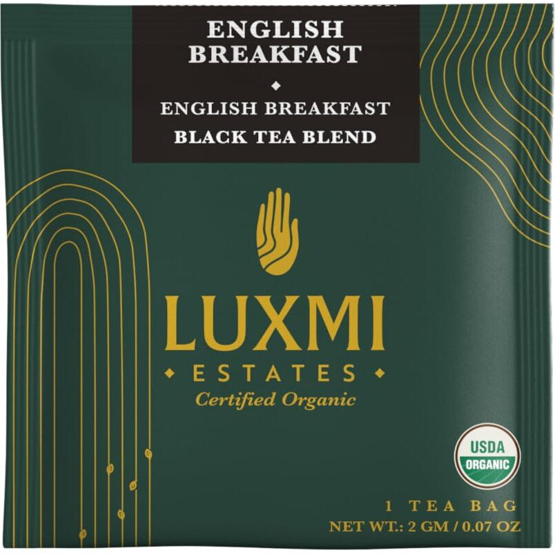 LUXMI Estates English Breakfast Tea 15 Tea Bags (30 Gram) Get A Pack Of 6|A Tale Of Two Estates|Certified Organic Black Tea Leaf|Smooth, Flavorful, Robust, Caffeinated|Darjeeling & Assam Tea