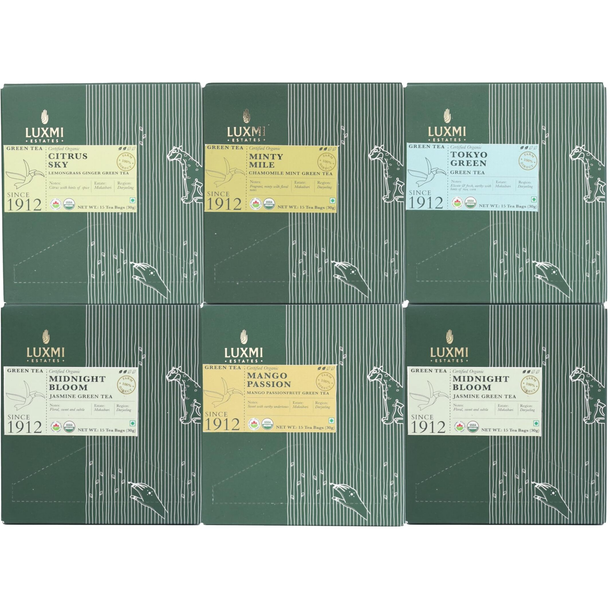 LUXMI Estates Green Tea Assortment Pack, 621 Gram