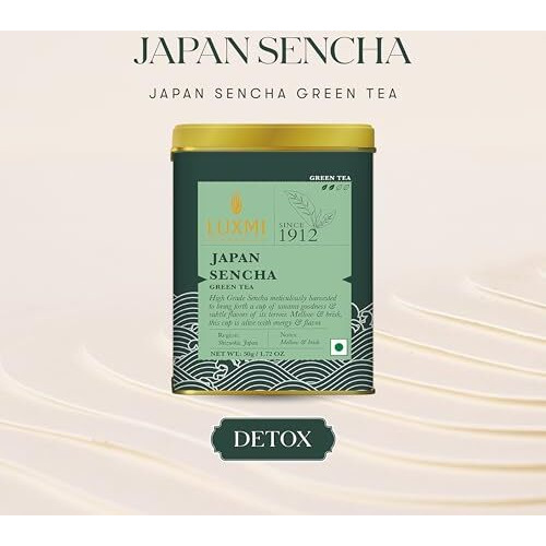 Luxmi Estates Japanese Sencha Green Tea | Authentic Japanese Sencha Tea by First Leaves | Mild, Rich & Refreshing Premium Tea, 50 Grams