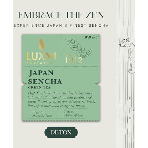 Luxmi Estates Japanese Sencha Green Tea | Authentic Japanese Sencha Tea by First Leaves | Mild, Rich & Refreshing Premium Tea, 50 Grams