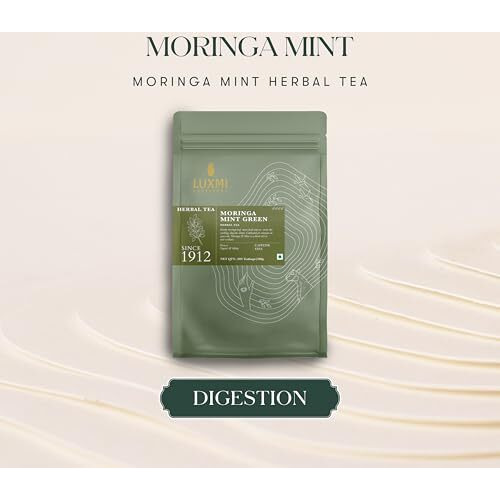 LUXMI Estates Moringa Mint Herbal Tea 50 Tea Bags (100 gram) Pack | Usda Certified Organic Herbal Tea | Caffeine-Free | 50 Cups Bulk Pack