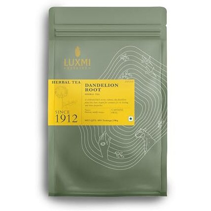 LUXMI Estates Dandelion Root Herbal Tea 50 Tea Bags (100 gram) Pack | Usda Certified Organic Herbal Tea | Caffeine-Free | Single Ingredient | 50 Cups Bulk Pack