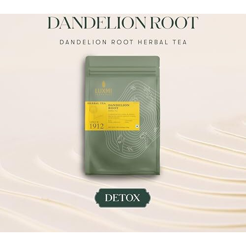 LUXMI Estates Dandelion Root Herbal Tea 50 Tea Bags (100 gram) Pack | Usda Certified Organic Herbal Tea | Caffeine-Free | Single Ingredient | 50 Cups Bulk Pack