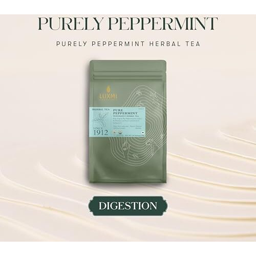 Luxmi Estates Purely Peppermint 50 Tea Bags - 1g each (50g) Pack | USDA Certified Organic Herbal Tea | Mint Tea Best for Night Time | 50 Cups Bulk Pack