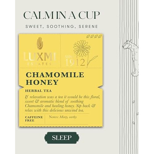 Luxmi Estates Chamomile Honey Herbal Tea 50gm Tin Caddy | Certified Organic Tea | Caffeine-Free | 25 Cups