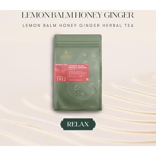 LUXMI Estates Lemon Balm Honey Ginger Herbal Loose Tea 50 Tea Bags (100 Gram) Pack | Usda Certified Organic Herbal Tea | Caffeine-Free | 50 Cups Bulk Pack
