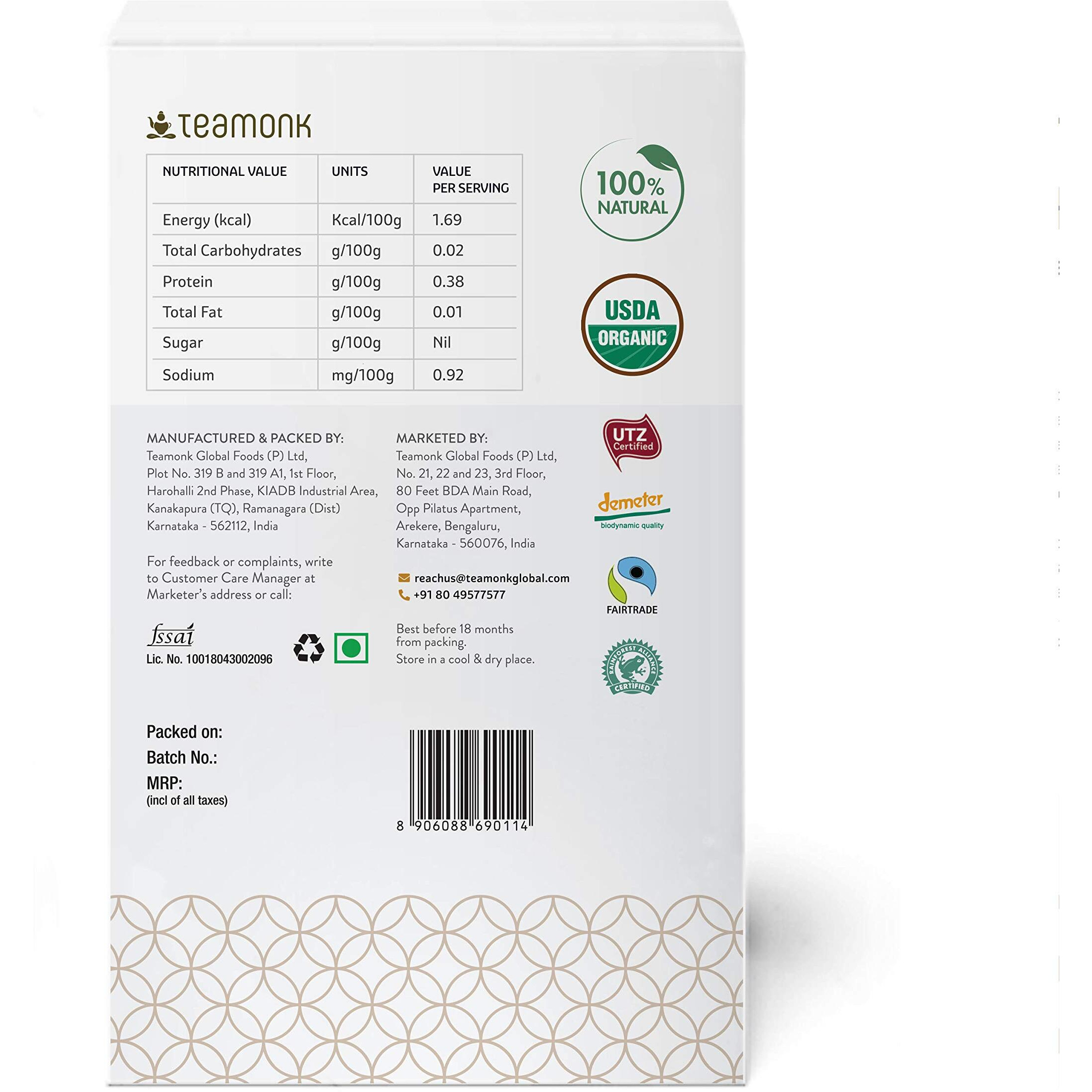 Teamonk - Tapas Oolong Tea Leaves 100g (Makes 50 Cups) | USDA Certified Organic Darjeeling Tea | Pure and Herbal Tea | Promotes Overall Wellbeing | No Oils, Artificial Aroma, or Taste Enhancers