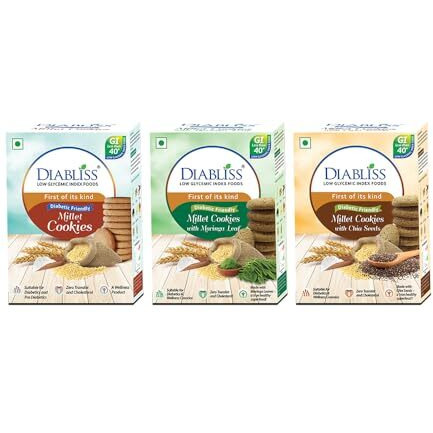 Diabliss Diabetic Friendly Low Gi Millet Cookies. (Combo, 360 Gram) - Moringa Leaf, Combo