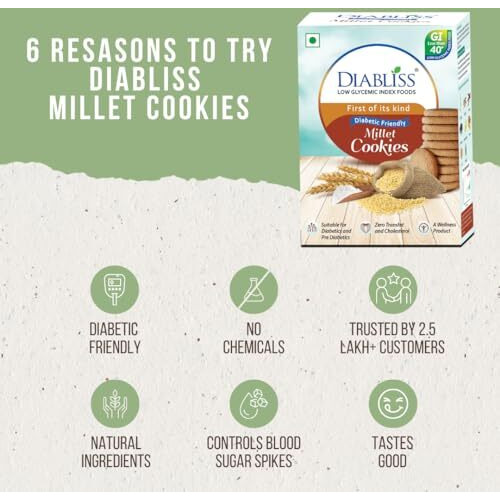 Diabliss Diabetic Friendly Low Gi Millet Cookies. (Combo, 360 Gram) - Moringa Leaf, Combo
