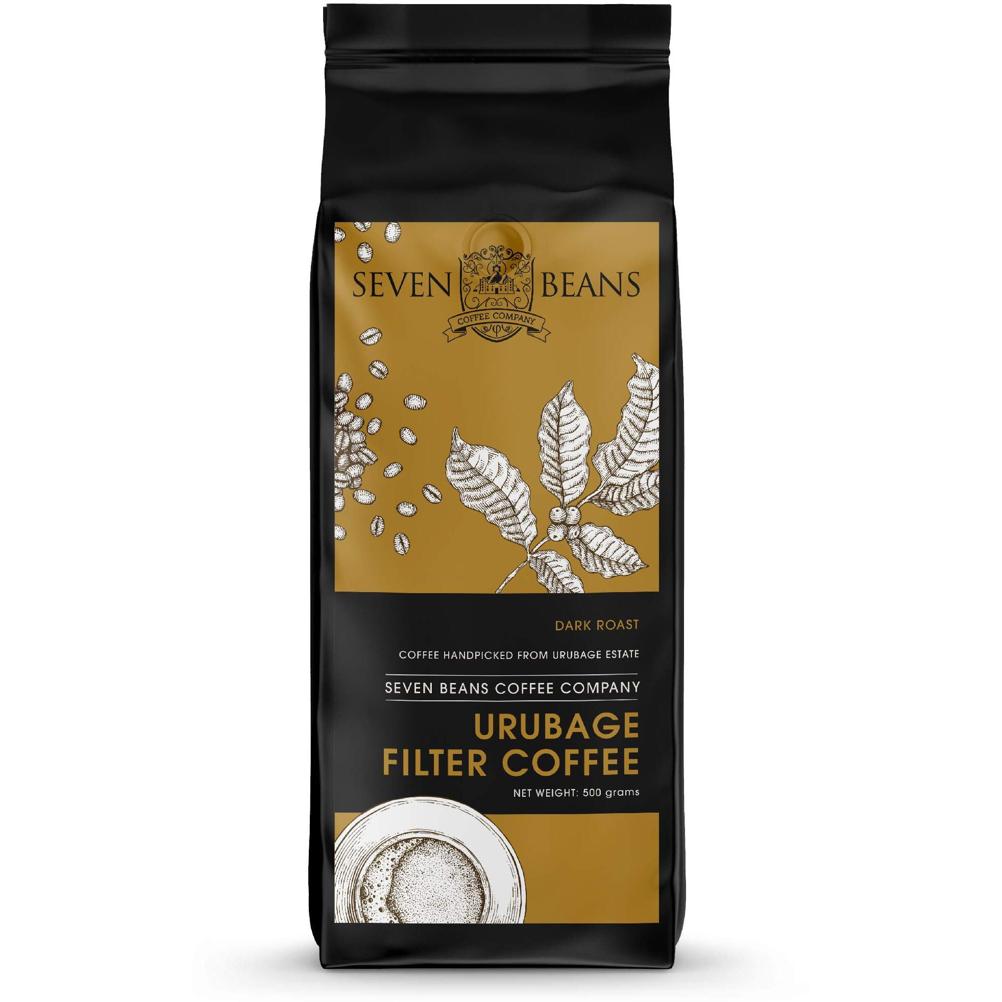 Seven Beans - URUBAGE South Indian Filter Coffee Powder - Coffee 80%, Chicory 20%,500 g (Dark Roast)