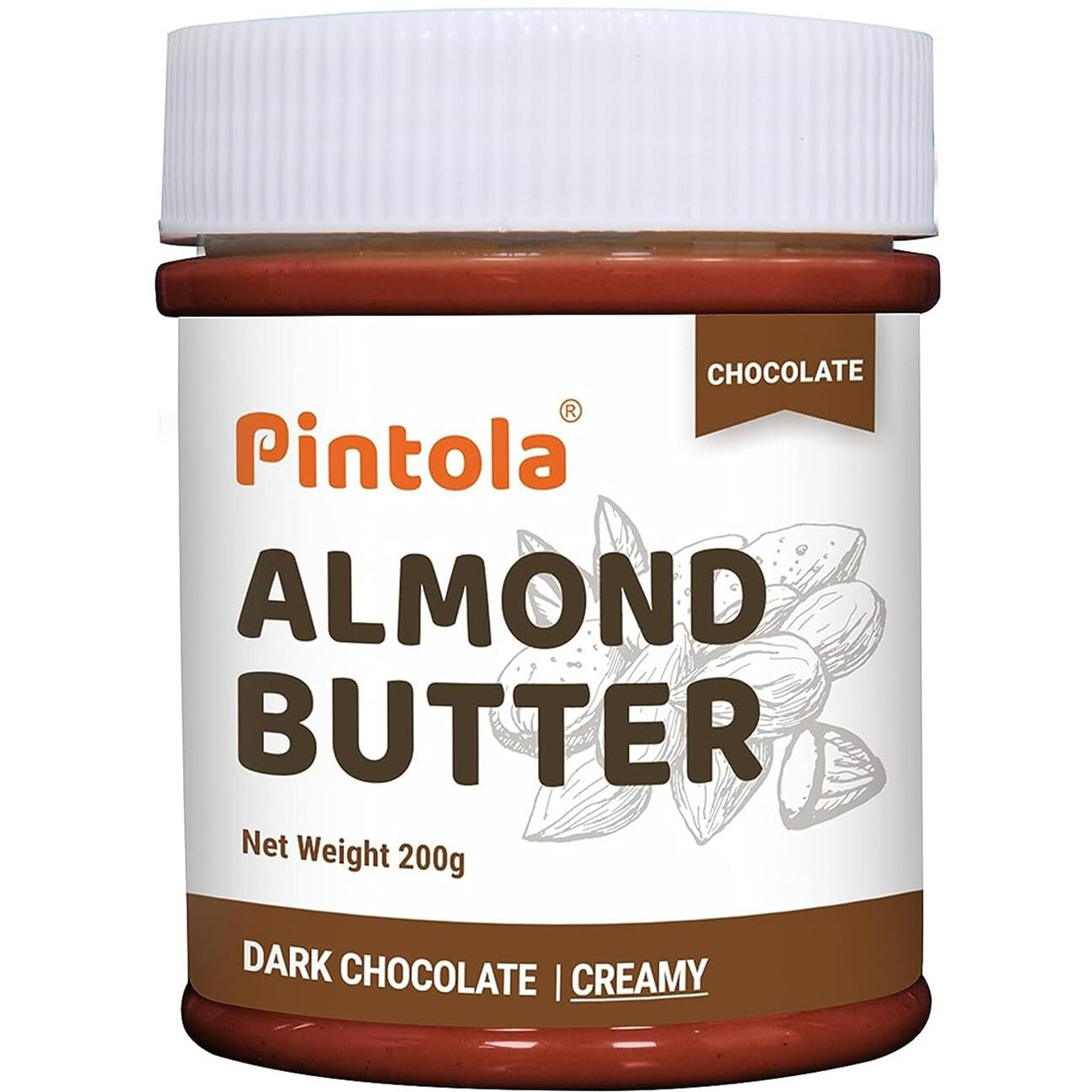 Pintola Almond Choco Spread Creamy 200g | High Protein & fiber | Gluten & cholesterol free | Smooth | Rich in vitamins & anti-oxidants | Made with dark chocolate