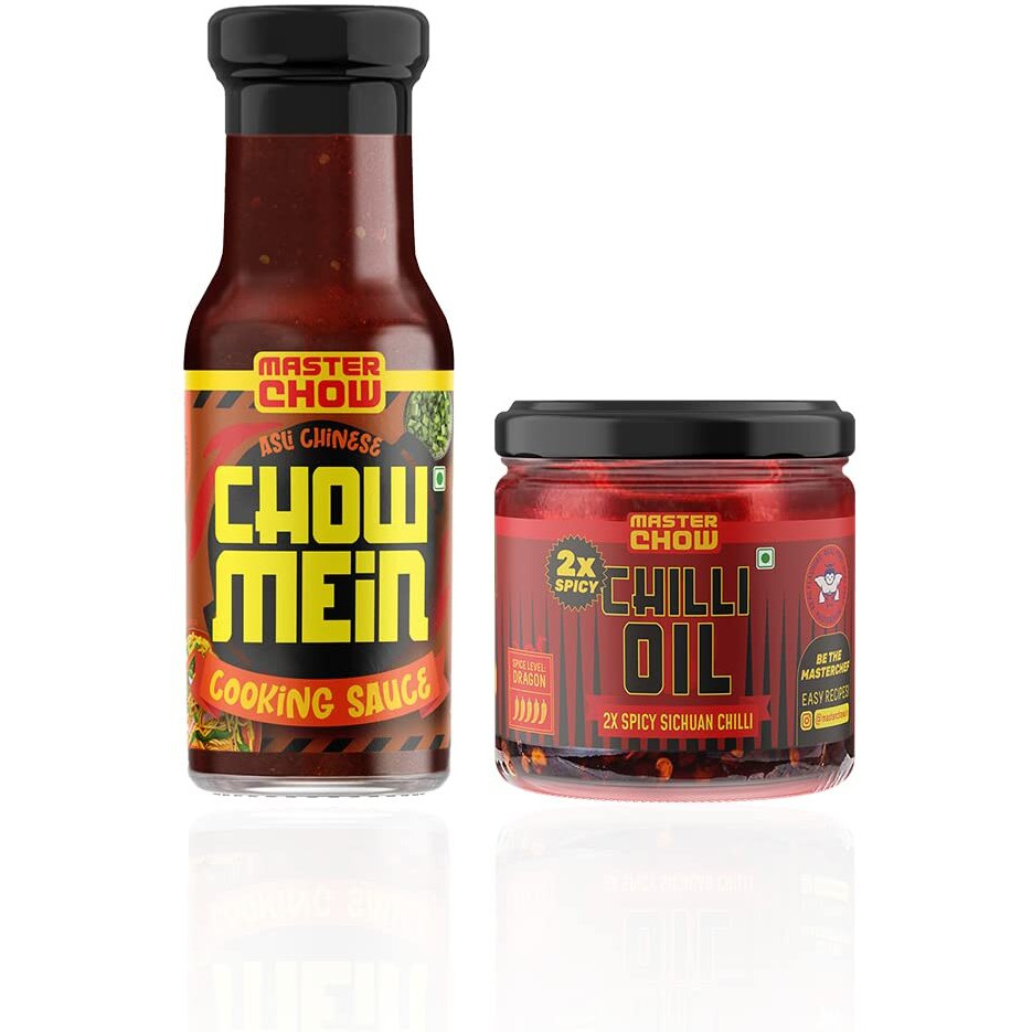 MasterChow Chilli Chow Flavor Chowmein Sauce With 2X Spicy Chilli Oil | All Natural Ingredients | Made In Small Batches | Get Street Style Chowmein In Just 10 Minutes - 0.91 Kg
