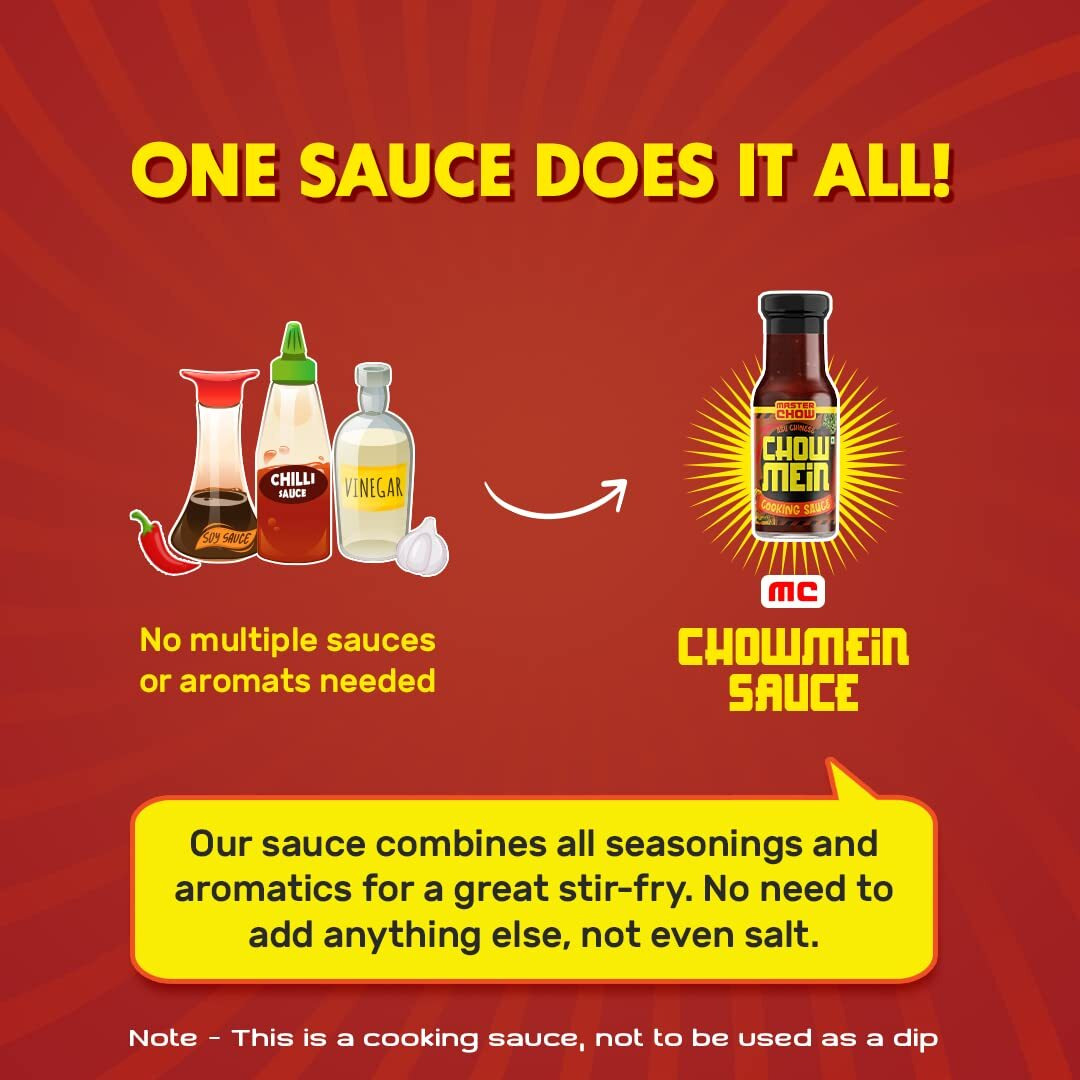 MasterChow Chilli Chow Flavor Chowmein Sauce With 2X Spicy Chilli Oil | All Natural Ingredients | Made In Small Batches | Get Street Style Chowmein In Just 10 Minutes - 0.91 Kg
