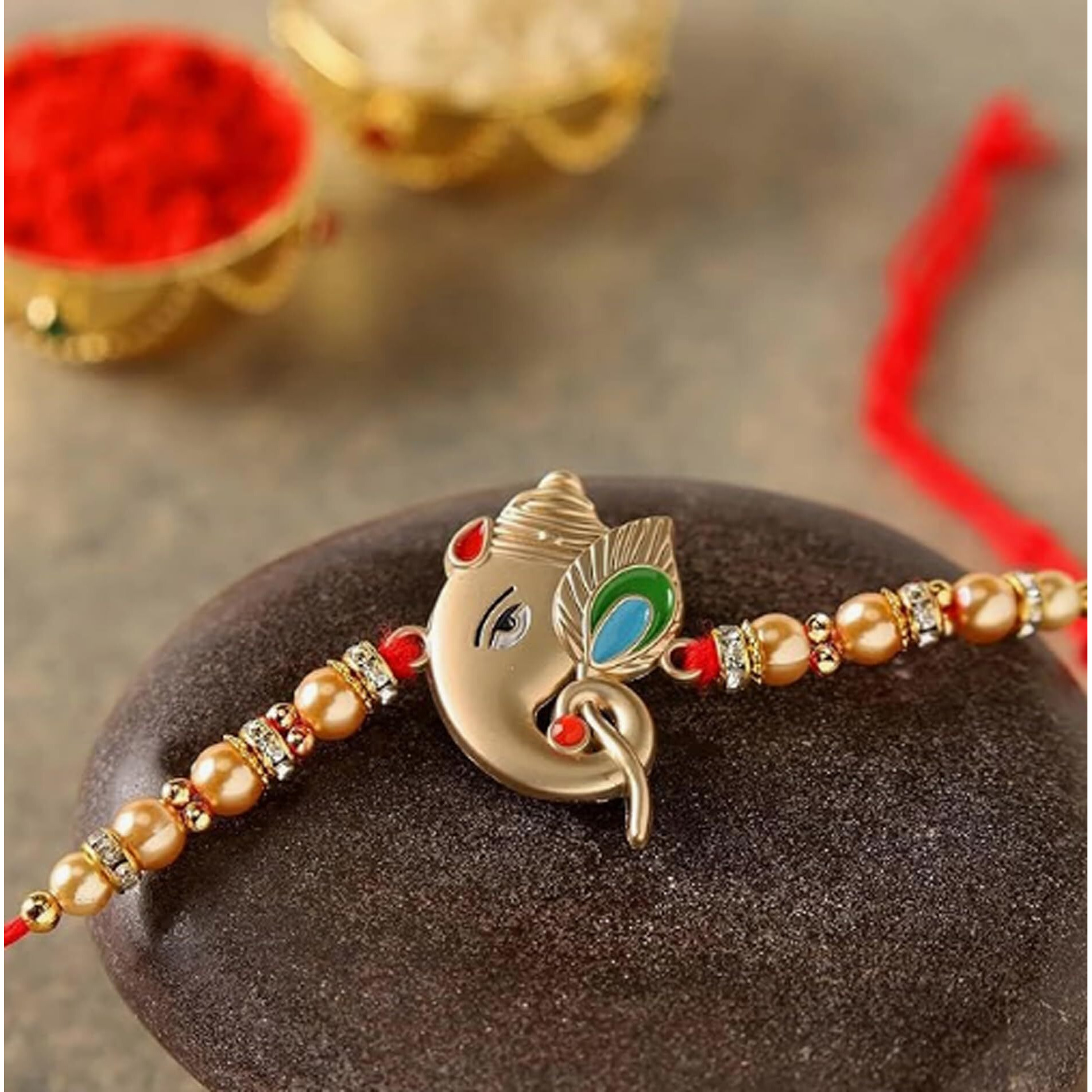 TIED RIBBONS Rakhi Gift for Brother with Chocolates - Premium Rakhi with Chocolates Pack Mini Greeting Card and Roli Chawal - Rakhi for Brother