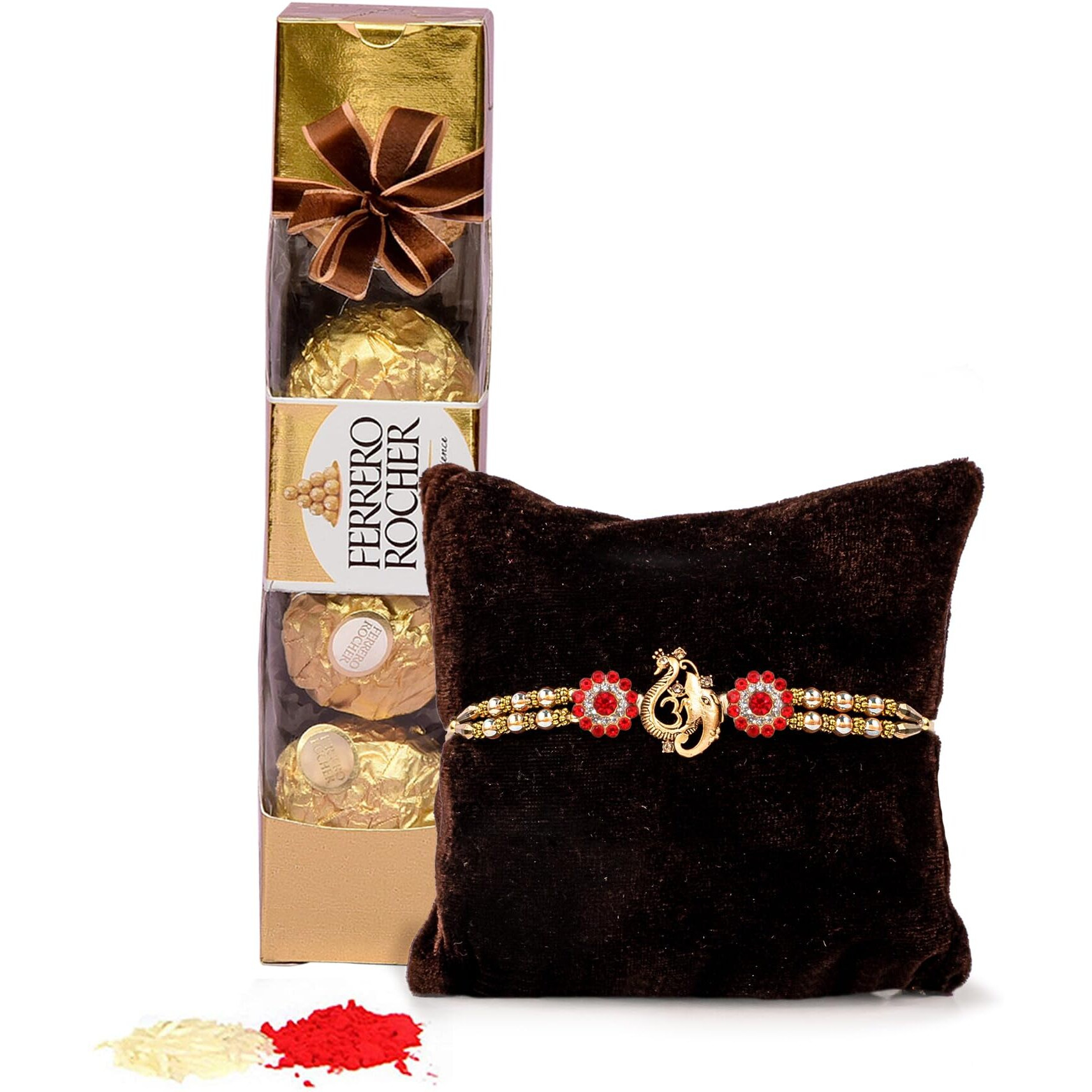 TIED RIBBONS Rakhi for Brother with Chocolates - Designer Rakhi with Chocolate Box (4 pcs) , Rakshabandhan Special Card - Rakhi Gift for Brother