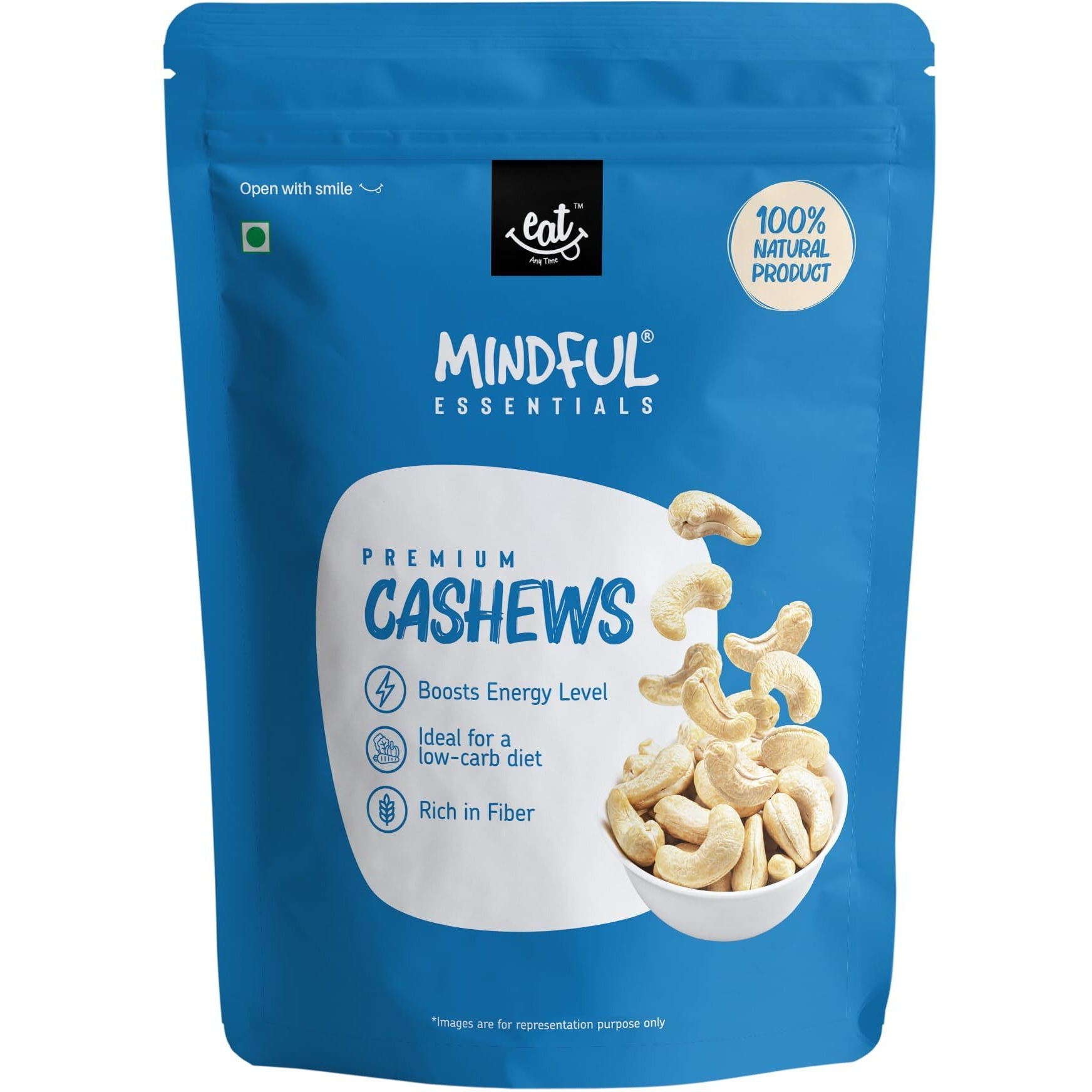 Eat Anytime Mindful Premium Healthy Cashew For Eat | High Protein & Dietary Fiber | Antioxidant | Natural Flavors & Taste | Premium Cashews Nut - 1kg