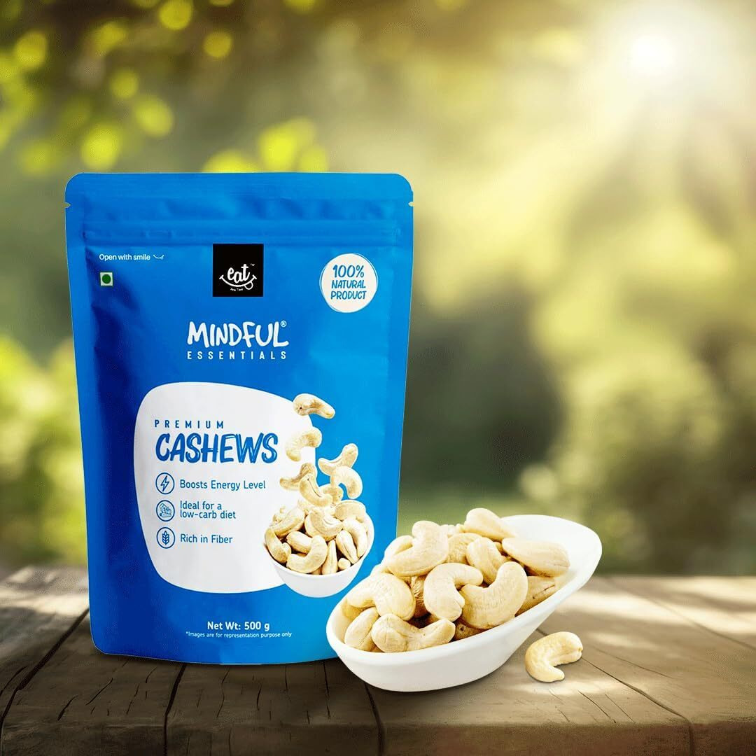 Eat Anytime Mindful Premium Healthy Cashew For Eat | High Protein & Dietary Fiber | Antioxidant | Natural Flavors & Taste | Premium Cashews Nut - 1kg