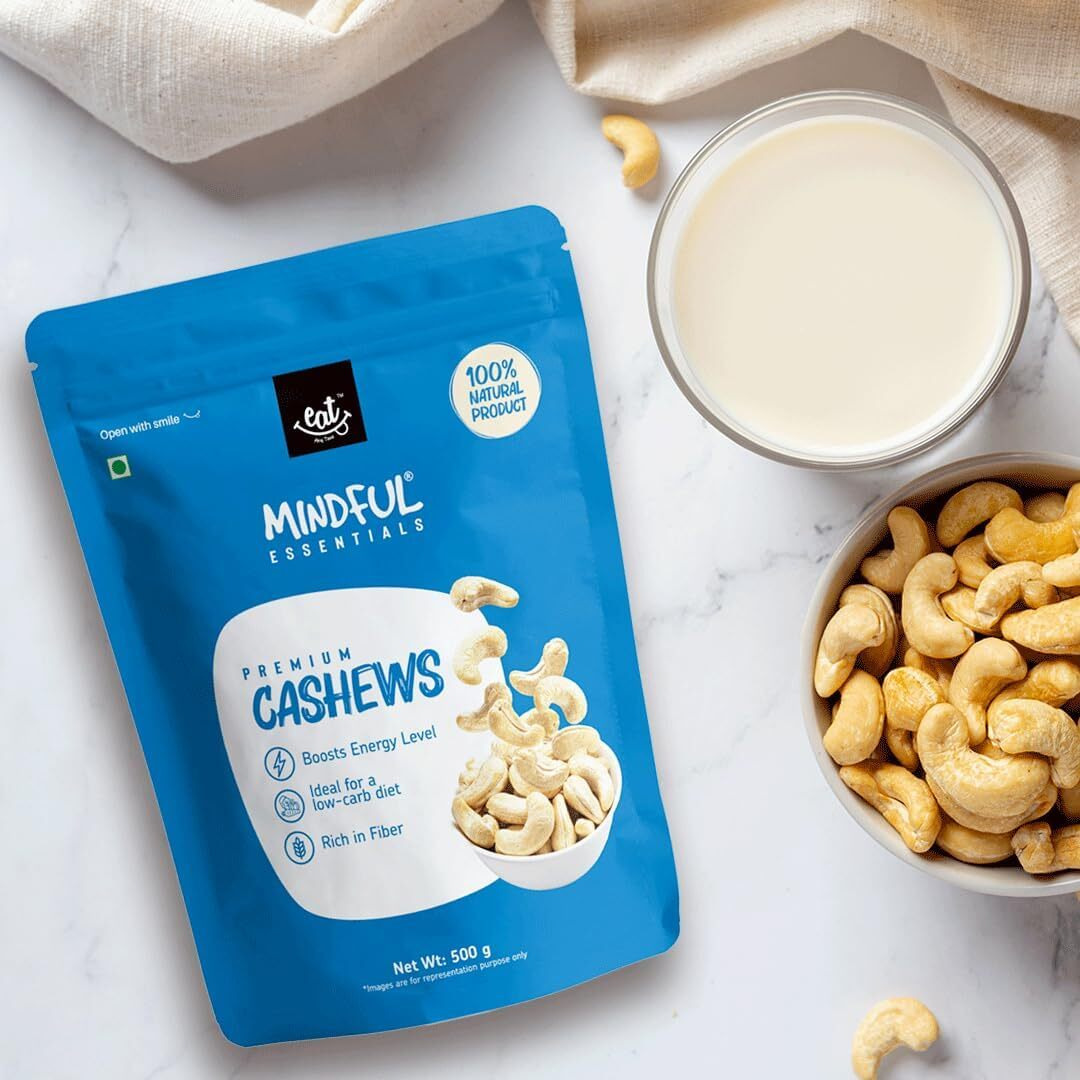 Eat Anytime Mindful Premium Healthy Cashew For Eat | High Protein & Dietary Fiber | Antioxidant | Natural Flavors & Taste | Premium Cashews Nut - 1kg