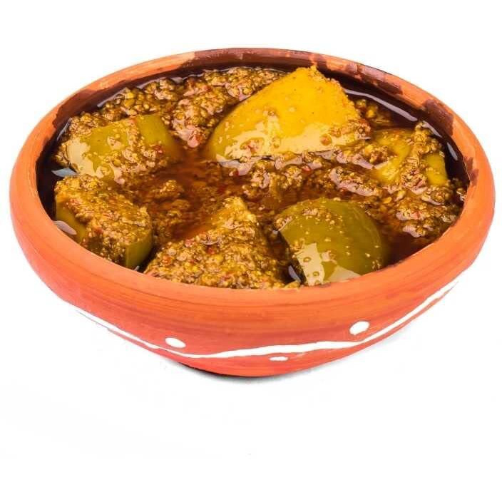 JhaJi - Taste of Mithila Special Mango Pickle|Bihari Style Aam Ka Achaar|Tangy & Spicy|Masaledaar & Khatta|1-Inch Mango Pieces|Sun-Dried. No Artificial Preservatives & Colors|Bihari-Style Pickle,250G
