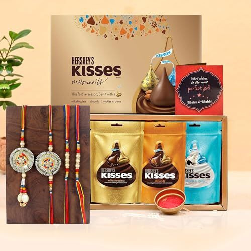 TIED RIBBONS Rakhi for Brother and Bhabhi with Kids Chocolate Gifts Pack - Pack of 6 Premium Rakhi with Chocolates Gift Pack Mini Greeting Card and Roli Chawal, 250 Grams