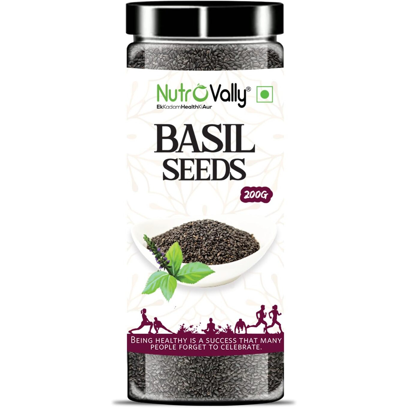 NutroVally - Basil/Sabja Seeds for Weight Managament 200 gm | Raw Sabja seeds for Enhance Skin & Hair Health | Immunity Healthy Diet Tukmaria Seeds 200gm