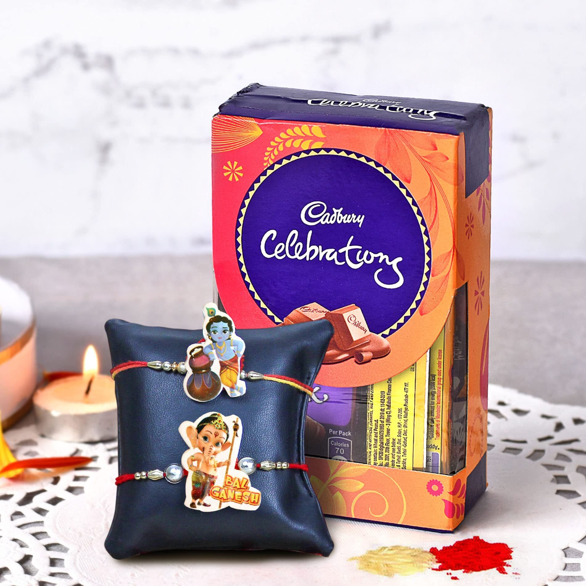 TIED RIBBONS Rakhi for Kids Boys with Chocolates Gift Pack - Pack of 2 Cartoons Rakhi with Cadbury Celebration Chocolates Pack and Roli Chawal - Cartoon Rakhis for Kids