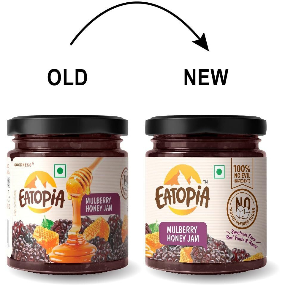 Eatopia Mulberry Honey Jam | Sugar Free | 100% Pure & Natural | No Preservatives | No Added Colours & Flavours | 70% Mulberries & 30% Wild Honey | Healthy Good for Gut Health | Pack of 1-240g