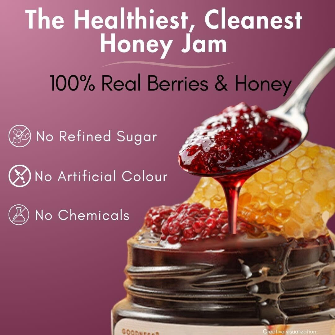 Eatopia Mulberry Honey Jam | Sugar Free | 100% Pure & Natural | No Preservatives | No Added Colours & Flavours | 70% Mulberries & 30% Wild Honey | Healthy Good for Gut Health | Pack of 1-240g