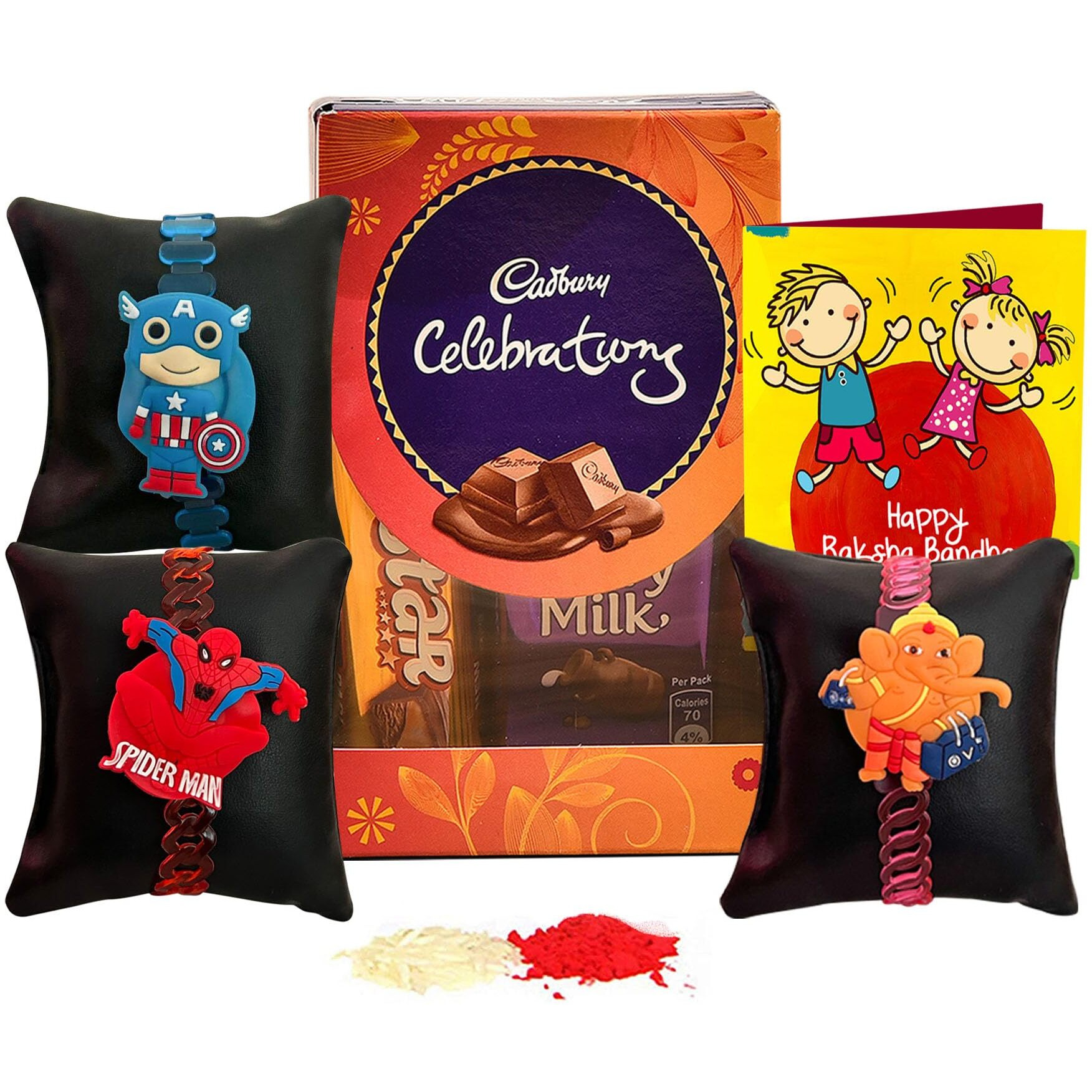TIED RIBBONS Rakhi for Kids with Chocolates Gift Pack - Set of 3 Premium Kids Lights Rakhi with Celebration Chocolates Gift Pack, 250 Grams