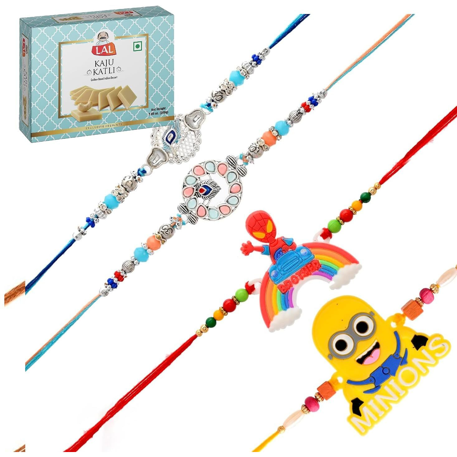 CraftVatika Rakhi for Brother Kajukatli Sweets Gift Combo Rakhi Set Brother Bhaiya Kids Men Girls Sister, Rakhi Kajukatli Sweets Combo Rakhi for Brother with Gift Hamper