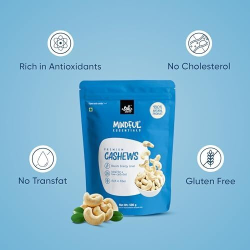 Eat Anytime Mindful Premium Healthy Cashew For Eat | High Protein & Dietary Fiber | Natural Flavors & Taste | Premium Cashews Nut - 500gm