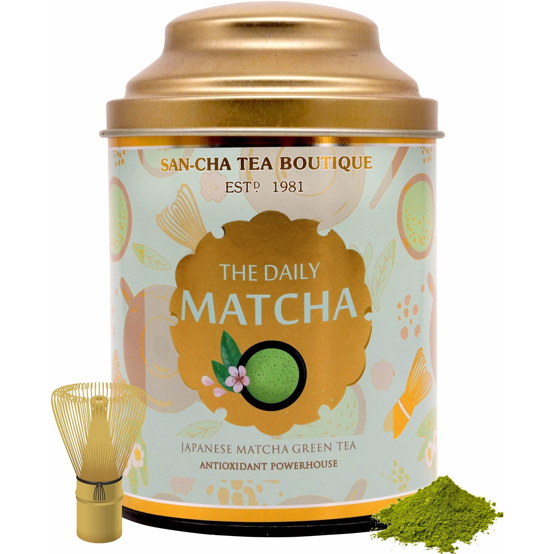 SAN-CHA Tea Boutique, Daily Matcha Green Tea, Authentic Japanese Matcha Green Tea Powder, 50G (25 Servings), Green Tea Detox, Real Umami Flavour, Sourced From Uji-Kyoto, Japan, 50 grams