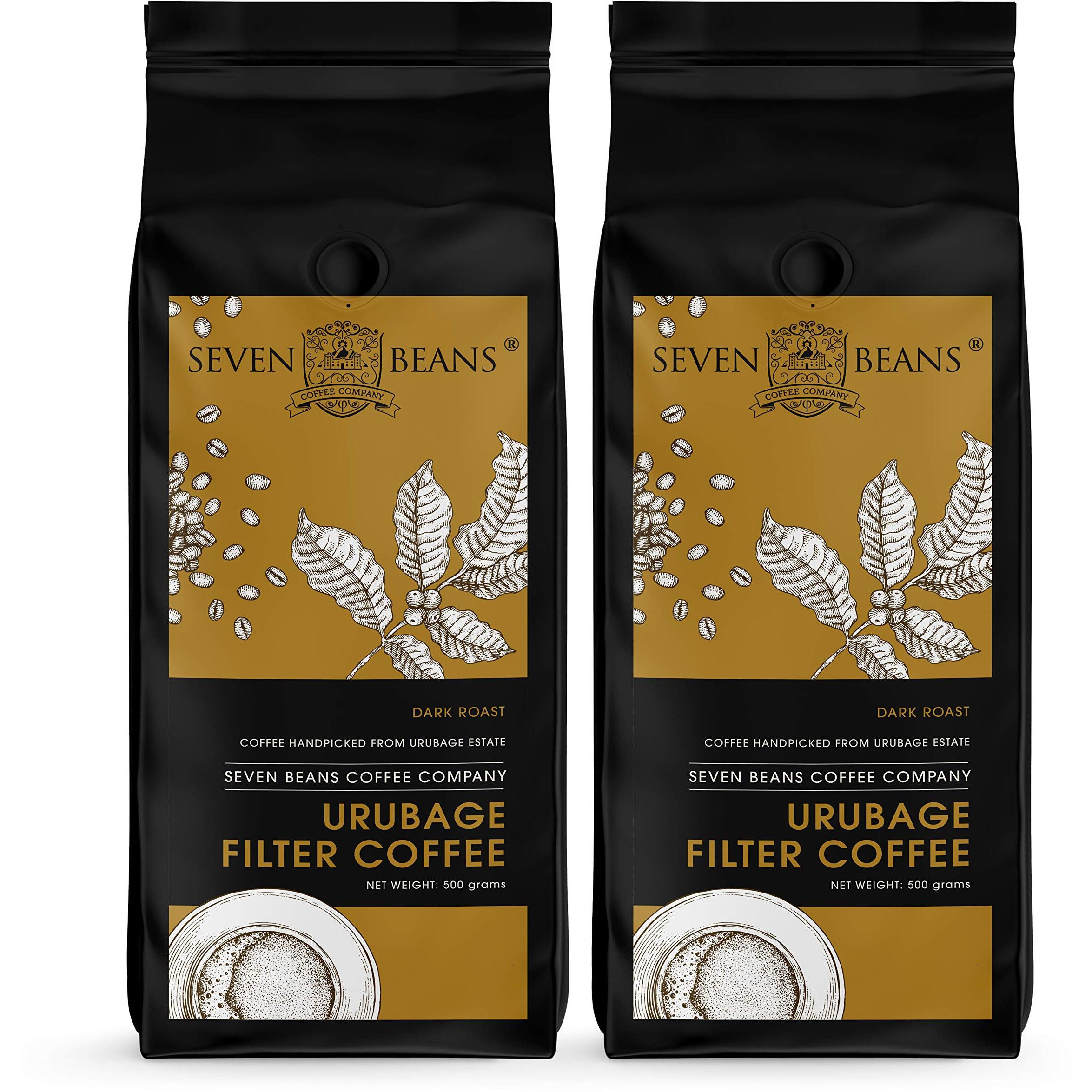 Seven Beans - URUBAGE South Indian Filter Coffee Powder - Coffee 80%, Chicory 20%,500 g (Dark Roast) (Pack of 2)