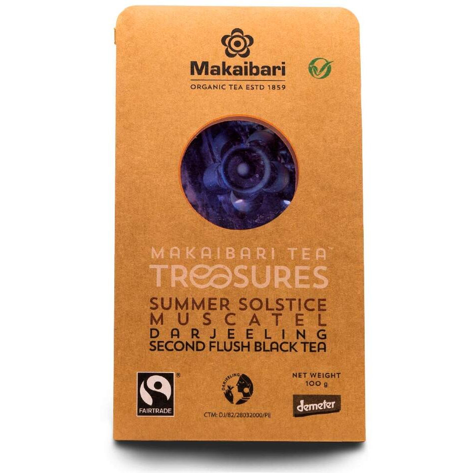 Makaibari Tea Treasures Summer Solstice Muscatel | Organic Darjeeling Second Flush Whole Leaf Black Tea | USDA Certified Premium Black Tea | 100 Grams|Loose Leaves