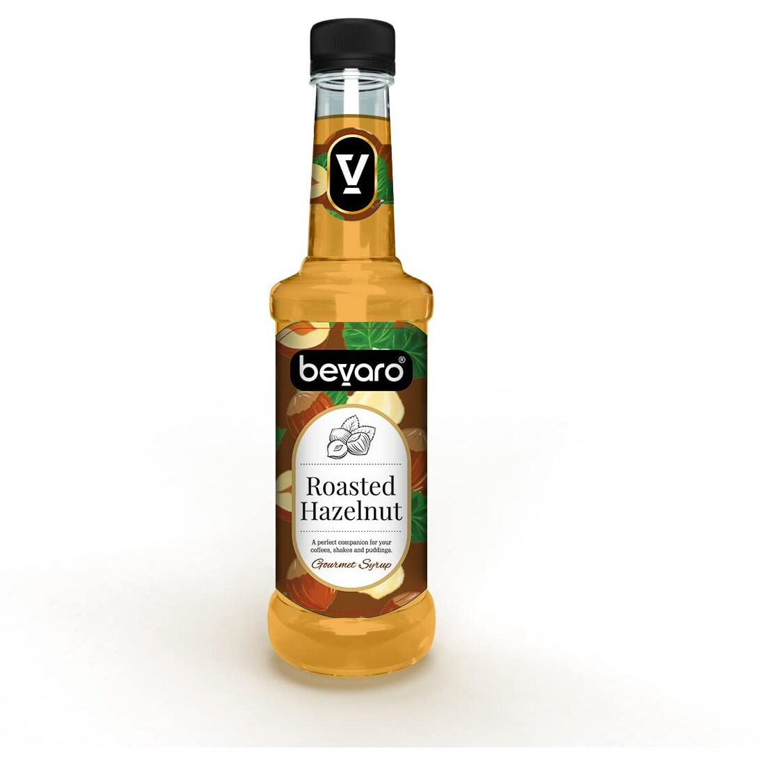 BEVARO Roasted Hazelnut Syrup, 300 ml, Flavoured Hazelnut Syrup for Coffee, Shakes, Hot Brew, Cold Brew, Mocktails, Beverages And Desserts
