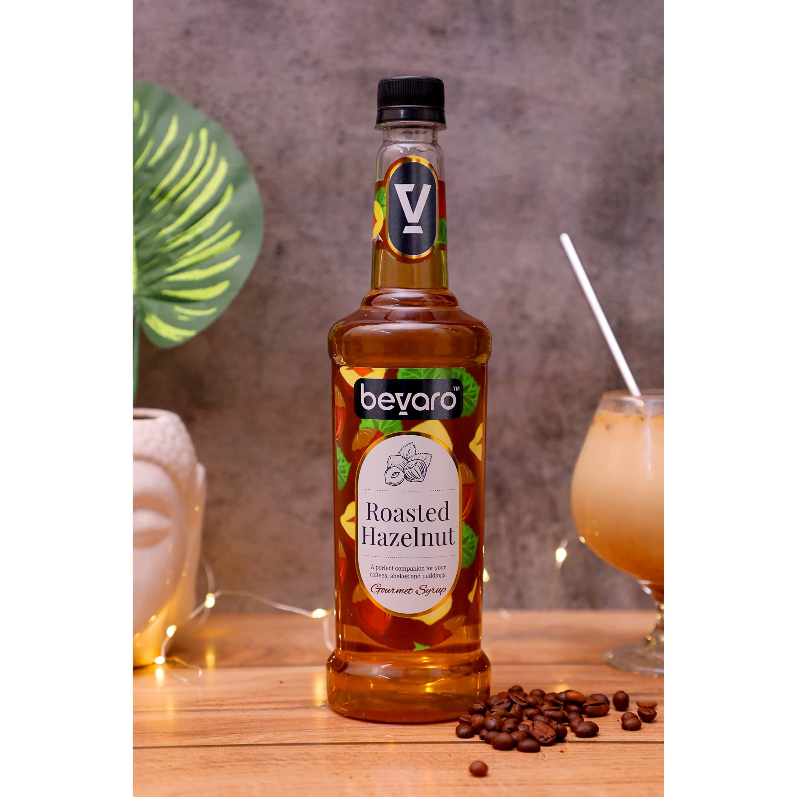 BEVARO Roasted Hazelnut Syrup, 300 ml, Flavoured Hazelnut Syrup for Coffee, Shakes, Hot Brew, Cold Brew, Mocktails, Beverages And Desserts