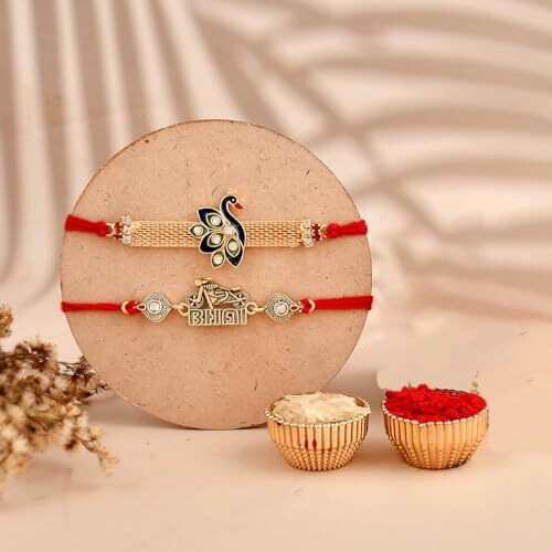 CraftVatika Rakhi Gift Combo with Mug Chocolate Rakhi, Best Friend Printed Coffee Mug with Biker Bhai Rakhi, Peacock Rakhi For Brother with Greeting Card, Tilakk Set, Cadbury Chocolate gift
