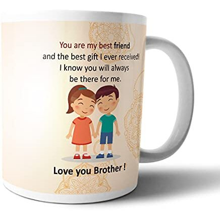 CraftVatika Rakhi Gift Combo with Mug Chocolate Rakhi, Best Friend Printed Coffee Mug with Biker Bhai Rakhi, Peacock Rakhi For Brother with Greeting Card, Tilakk Set, Cadbury Chocolate gift