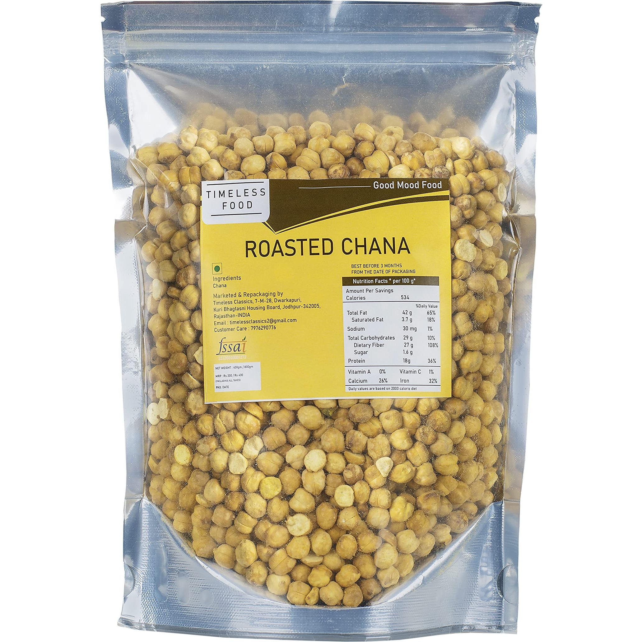 Timeless Food  Roasted Chana Without Skin | Bhuna Chana | Roasted Chickpeas (400 GM)