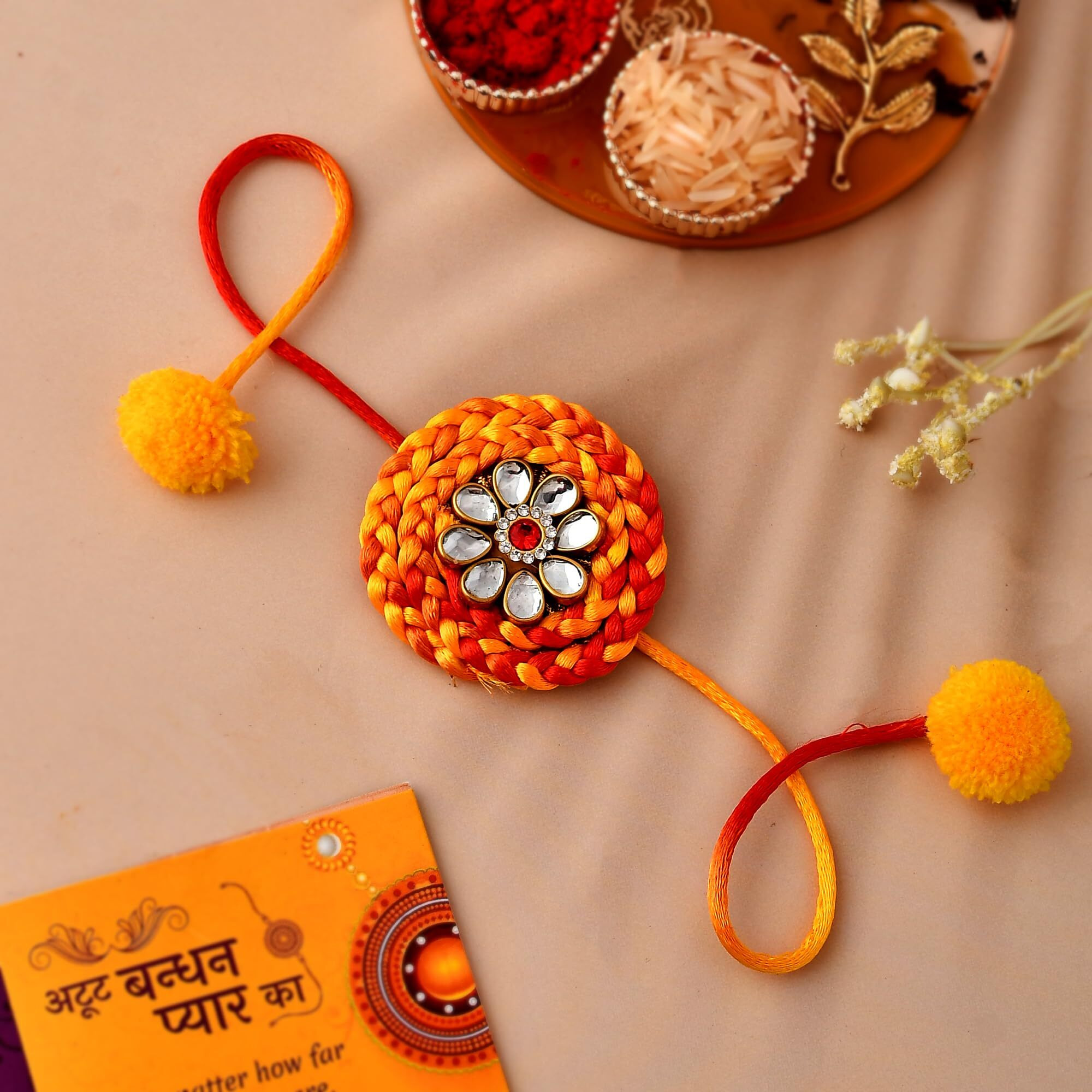 Ferrero Rocher Rakhi For brother with gift combo set | Rakhi With Chocolate | Handmade Kundan Moli Rakhi | Rakhi for Bhaiya Bhai Kids Bhabhi with Chocolate Combo Pack
