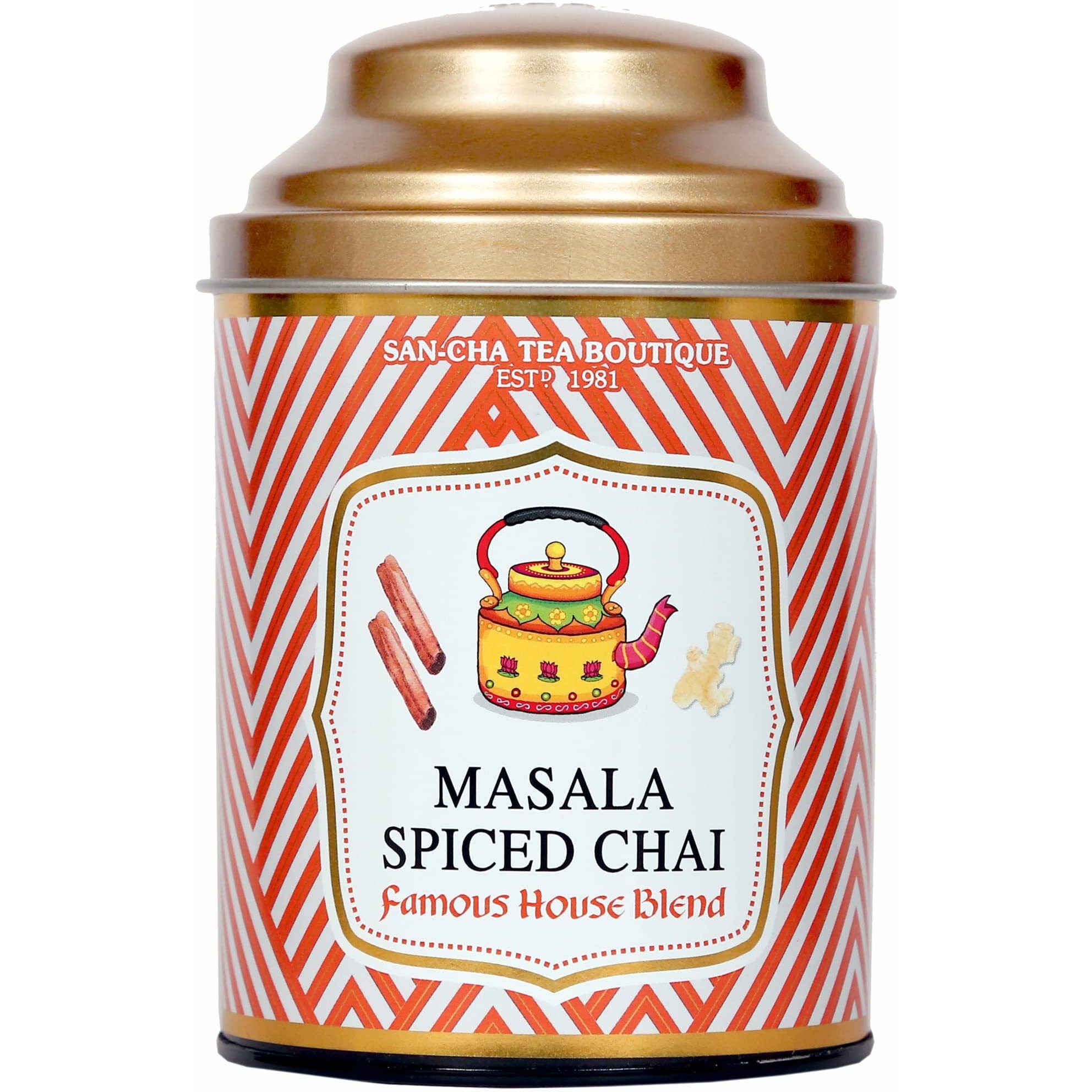 Sancha Tea Boutique Original Masala Chai Tea, Real Ginger, Cinnamon & Cardamom blended pure Assam Tea, Chai Patti, Chai Masala, Spiced Tea, 100gm Loose Leaf Tea