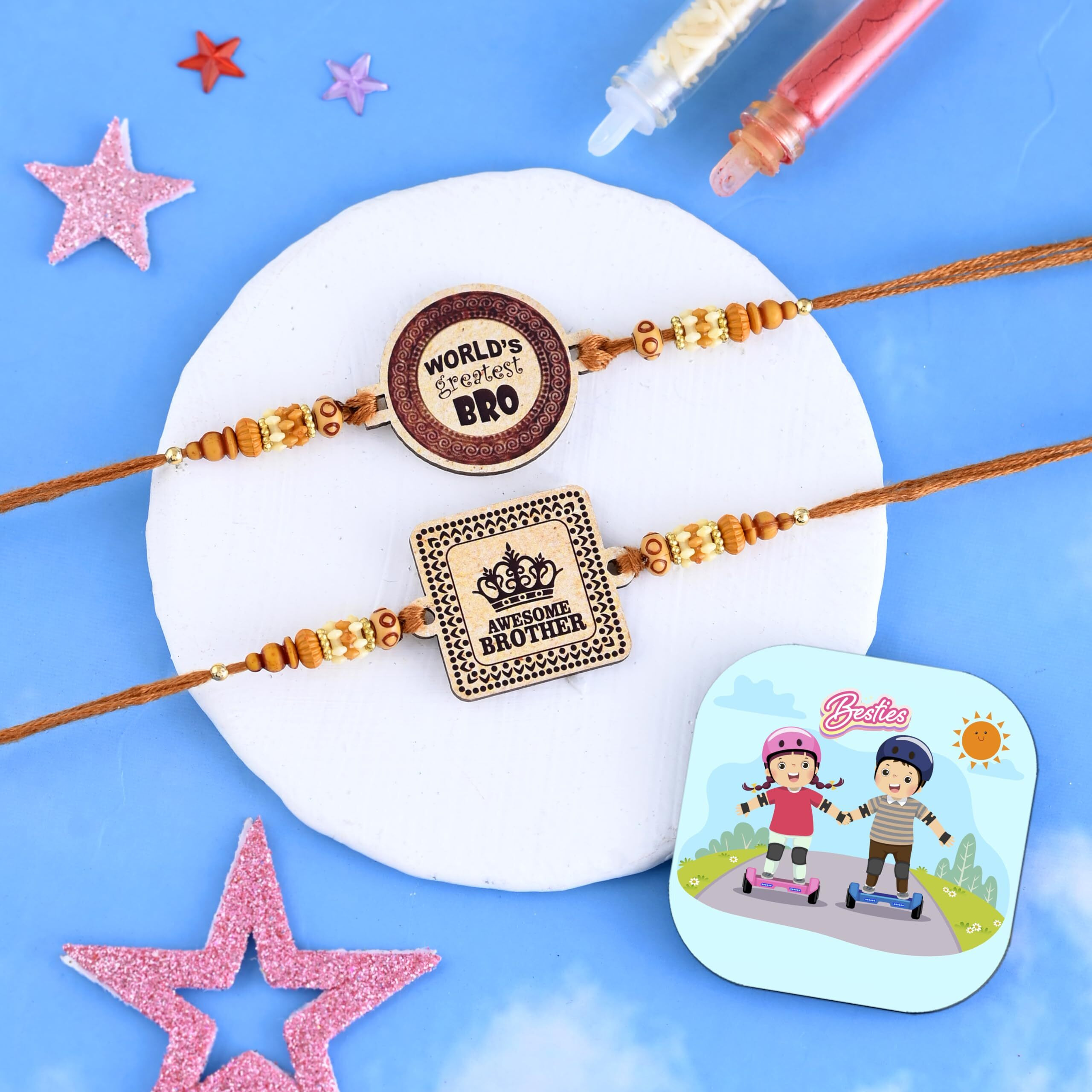 CraftVatika Chocolates with Rakhi Gift Combo for Brother Boy Kids Rakhi Set of 2 for Kids Boys Rakhi Chocolates Gift, Aweasome Brother Rakhi Rakhi with Gift Hamper (Type-1)