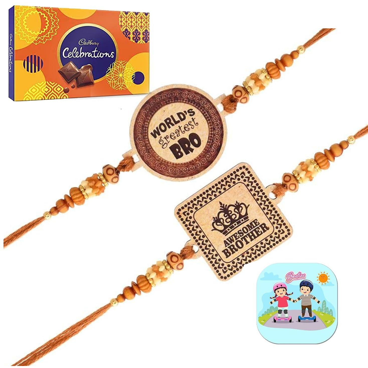 CraftVatika Chocolates with Rakhi Gift Combo for Brother Boy Kids Rakhi Set of 2 for Kids Boys Rakhi Chocolates Gift, Aweasome Brother Rakhi Rakhi with Gift Hamper (Type-1)