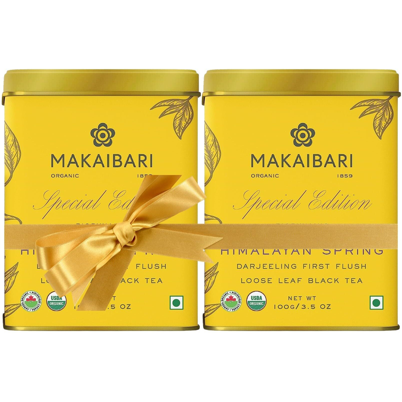 Makaibari Himalayan Spring, Special Edition First Flush Black Tea 100 gm Loose Leaf First Flush Black Tea (Pack of 2) | Combo Pack | USDA Organic Certified Darjeeling Black Tea | Single Estate Tea