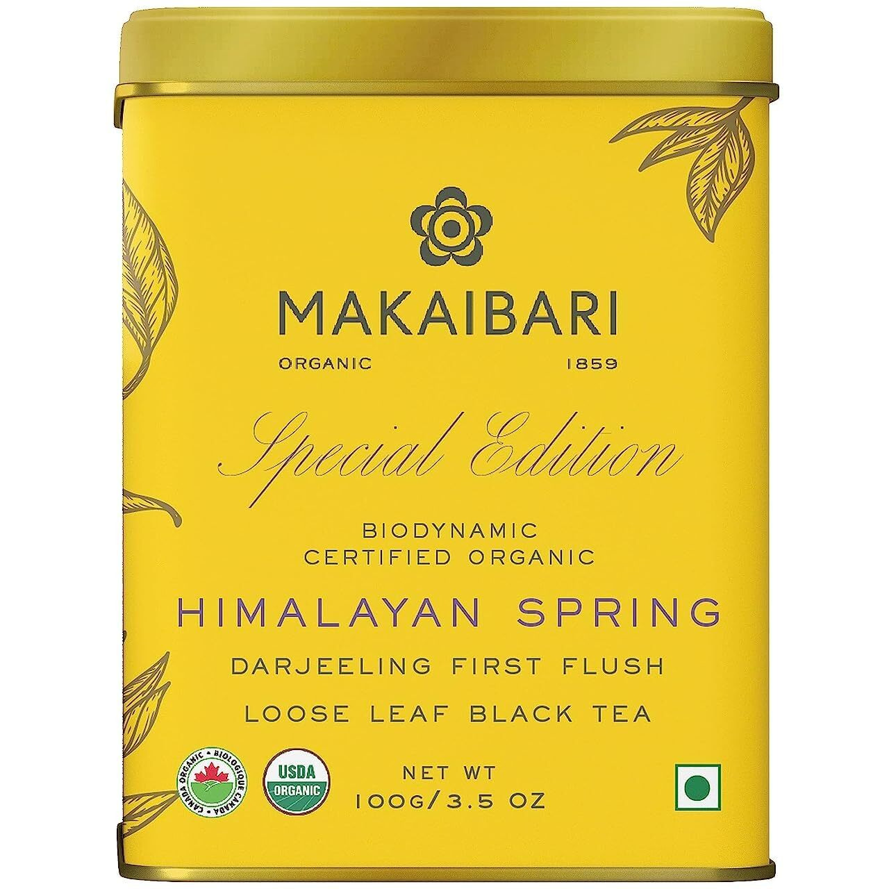 Makaibari Himalayan Spring, Special Edition First Flush Black Tea 100 gm Loose Leaf First Flush Black Tea (Pack of 2) | Combo Pack | USDA Organic Certified Darjeeling Black Tea | Single Estate Tea