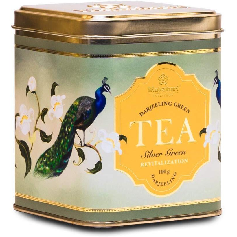 Makaibari Tea Treasures Silver Green Darjeeling Loose Long Leaf Green Tea | Usda Certified Premium Green Tea | Anti-Oxidants, Immunity Booster | Tin Caddy | - 100 Gm