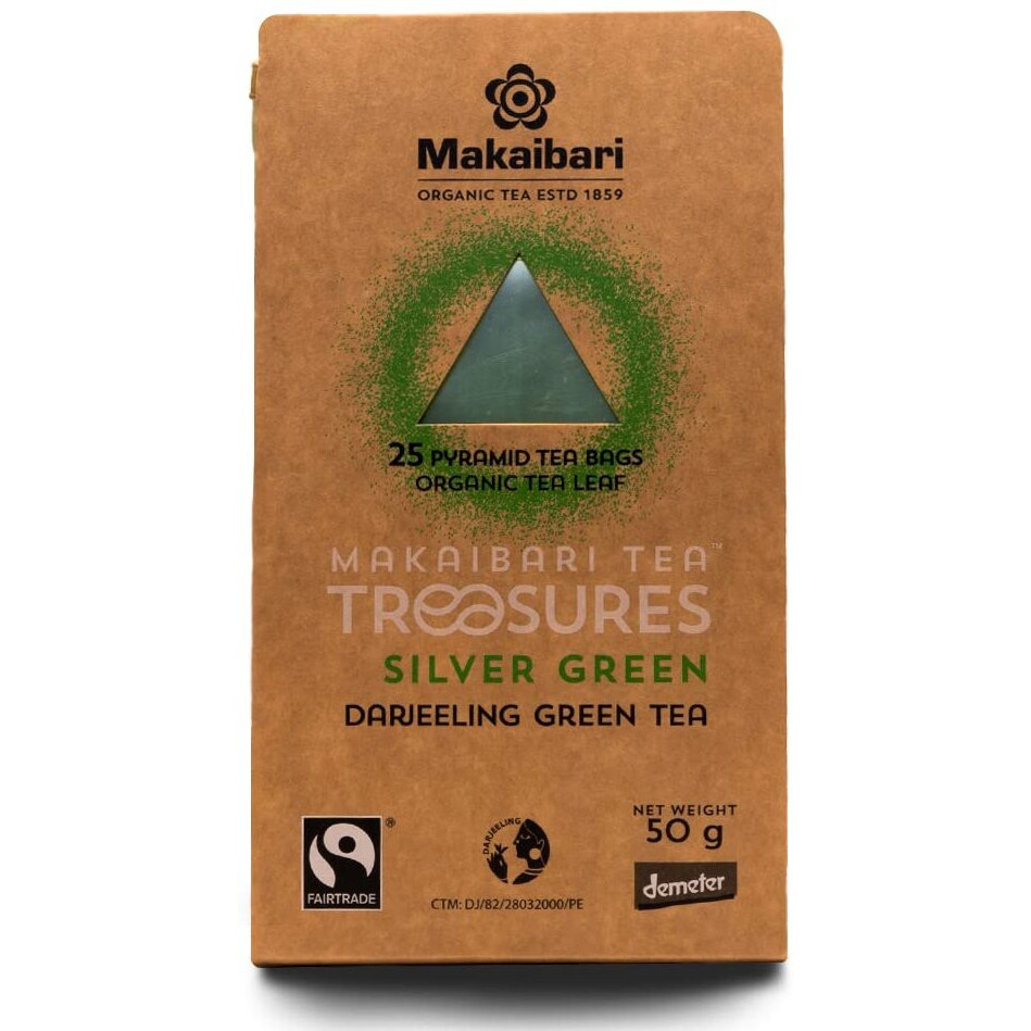 Makaibari Tea Treasures Silver Green Darjeeling Loose Long Leaf Green Tea | Usda Certified Premium Green Tea | Anti-Oxidants, Immunity Booster | 25 Pcs Tea Bags | 50 gram
