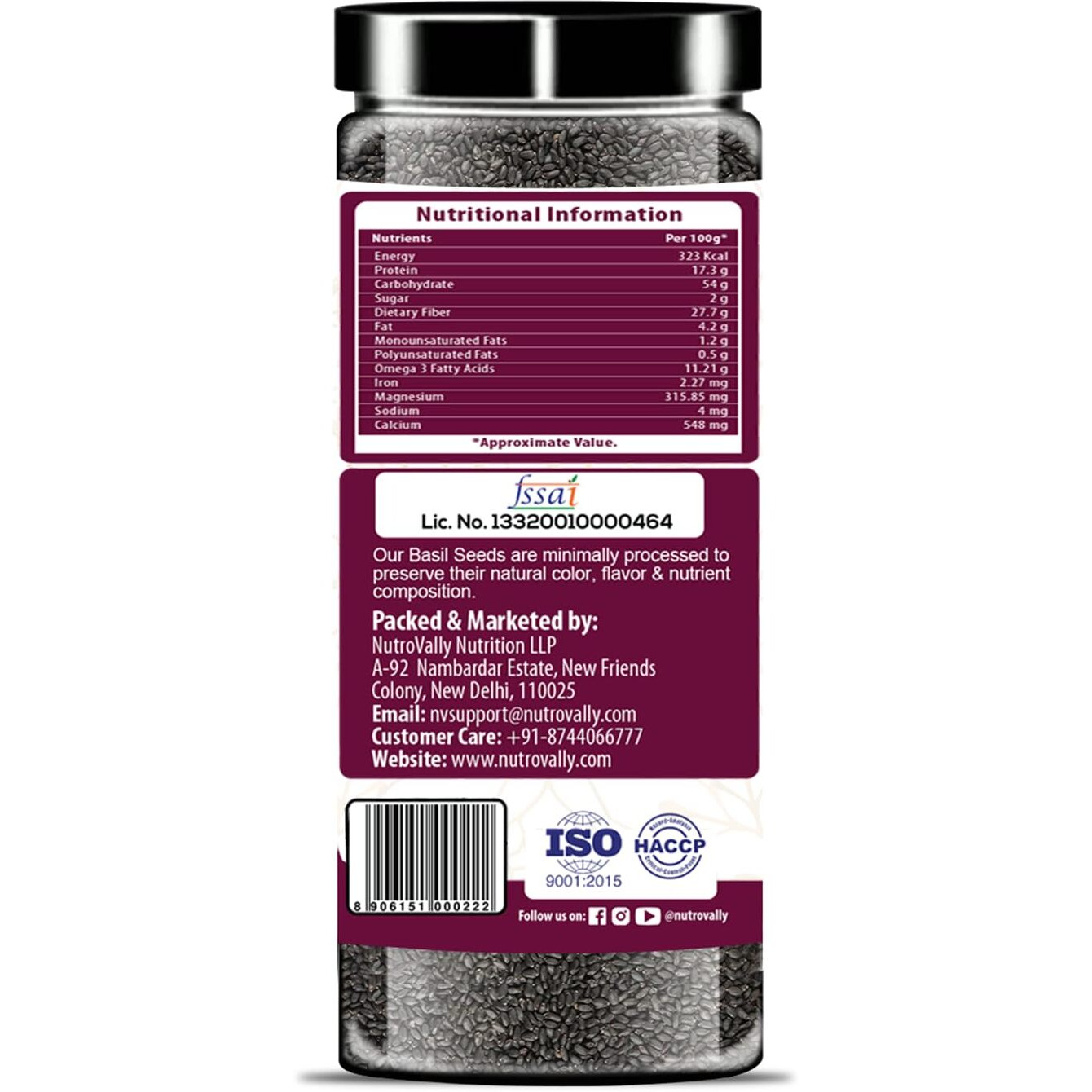 NutroVally - Basil/Sabja 600g, Sabja Seeds for Weight Loss | Raw seeds for Enhance Skin & Hair Health | Immunity Healthy Diet Seeds (200 gm (Pack of 3))