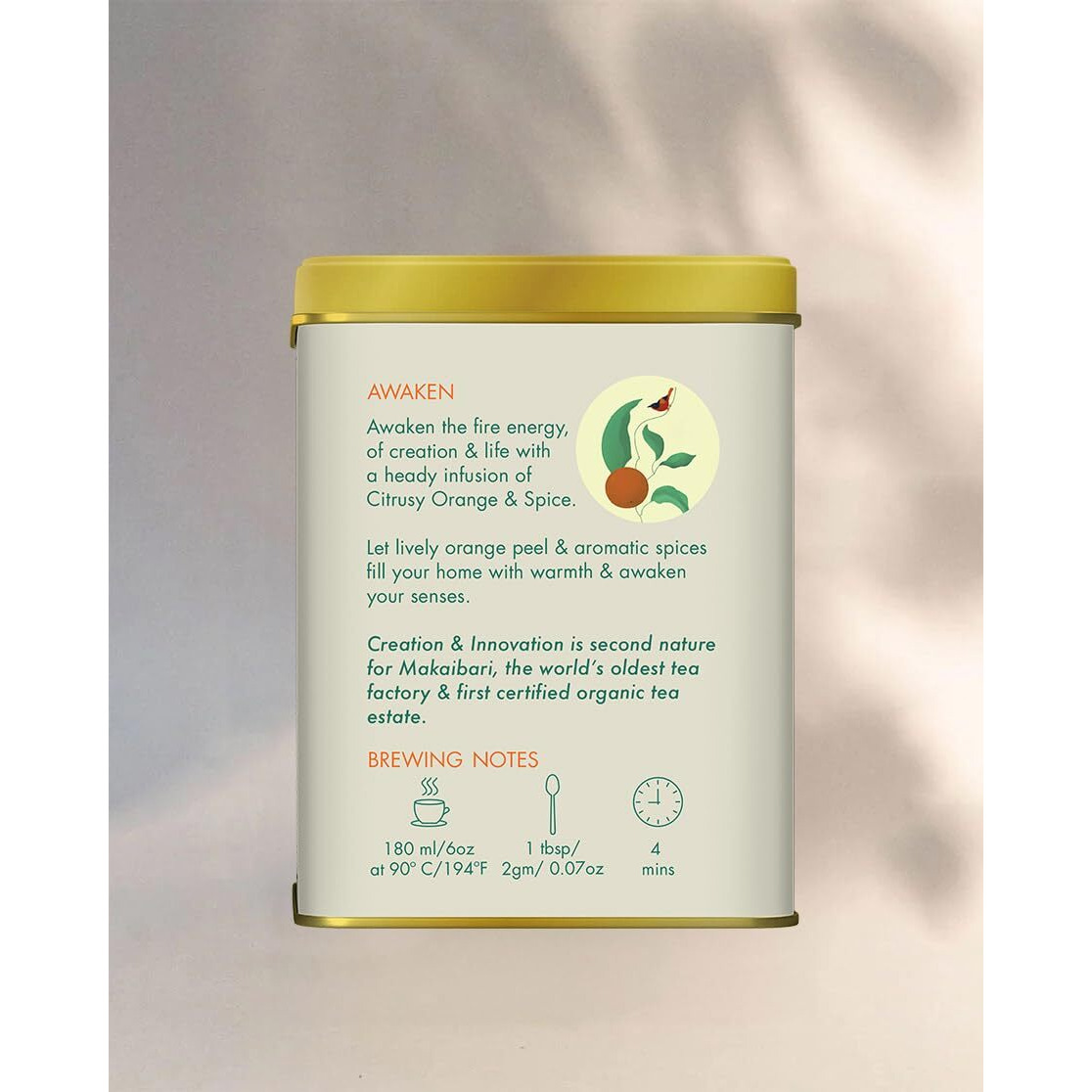 Makaibari Festive Edition Awaken - Orange & Spice Black Tea, Usda Certified Premium Green Tea | Anti-Oxidants, Immunity Booster | Tin Caddy | 100 Gram